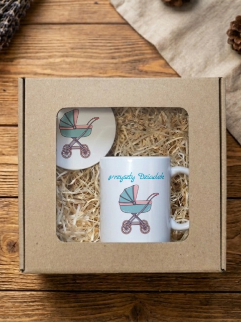 Zestaw prezentowy przyszły dziadek - kubek i podkładka