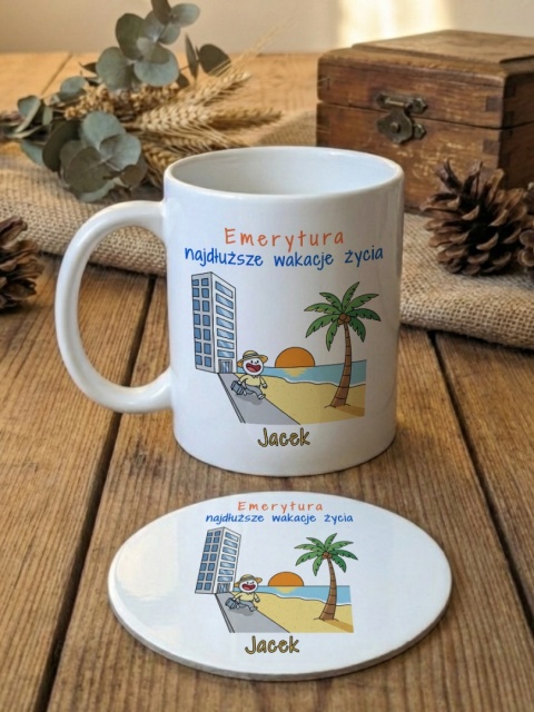 Zestaw prezentowy z okazji przejścia na emeryturę - kubek i podkładka