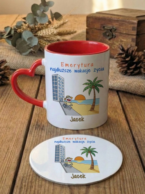 Zestaw prezentowy z okazji przejścia na emeryturę - kubek i podkładka